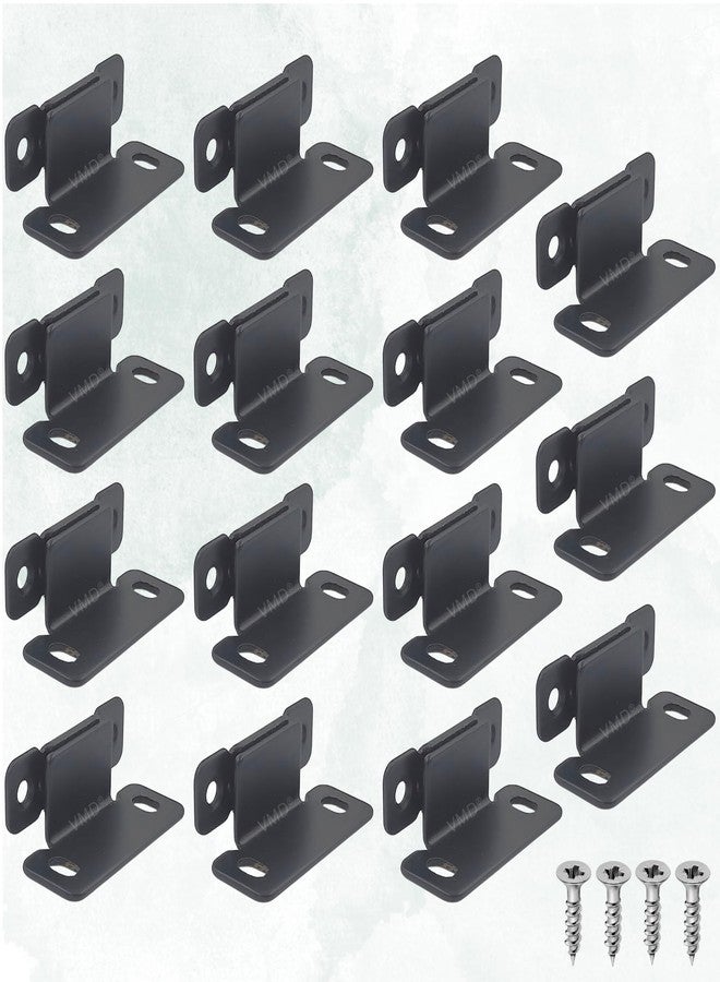 VMD, Slim L Magnetic Door Catch, Ultra Thin S.S Cabinet Door Magnets with Screws, Magnetic Door Stopper Safety Latches for Kitchen Cupboard Closet. (Black - Pack of 15) - Image 1